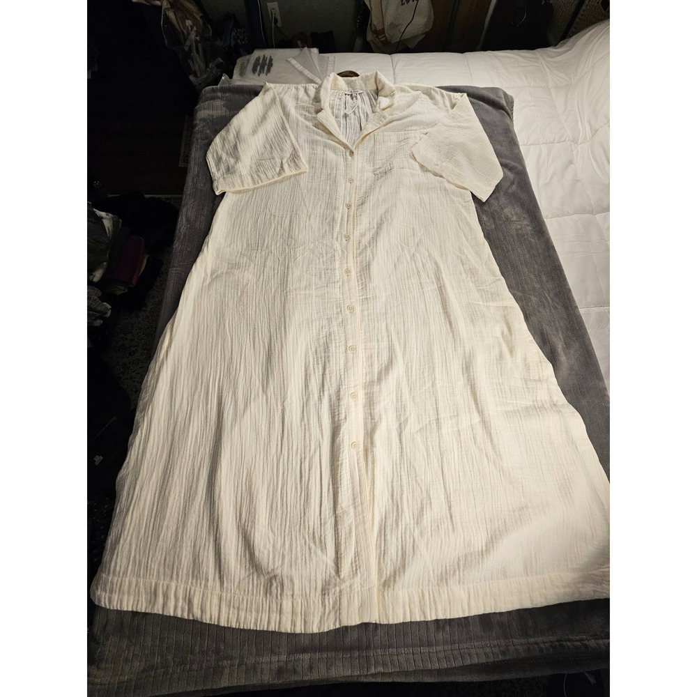Madewell Gauze Maxi Shirtdress Cream Cotton Button Front Womens Medium NWT